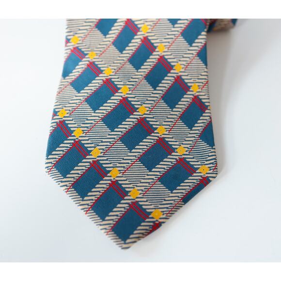 Vintage Dunhill Silk Argyle Striped Tie Luxury Wedding Preppy Business Corporate - Picture 7 of 15
